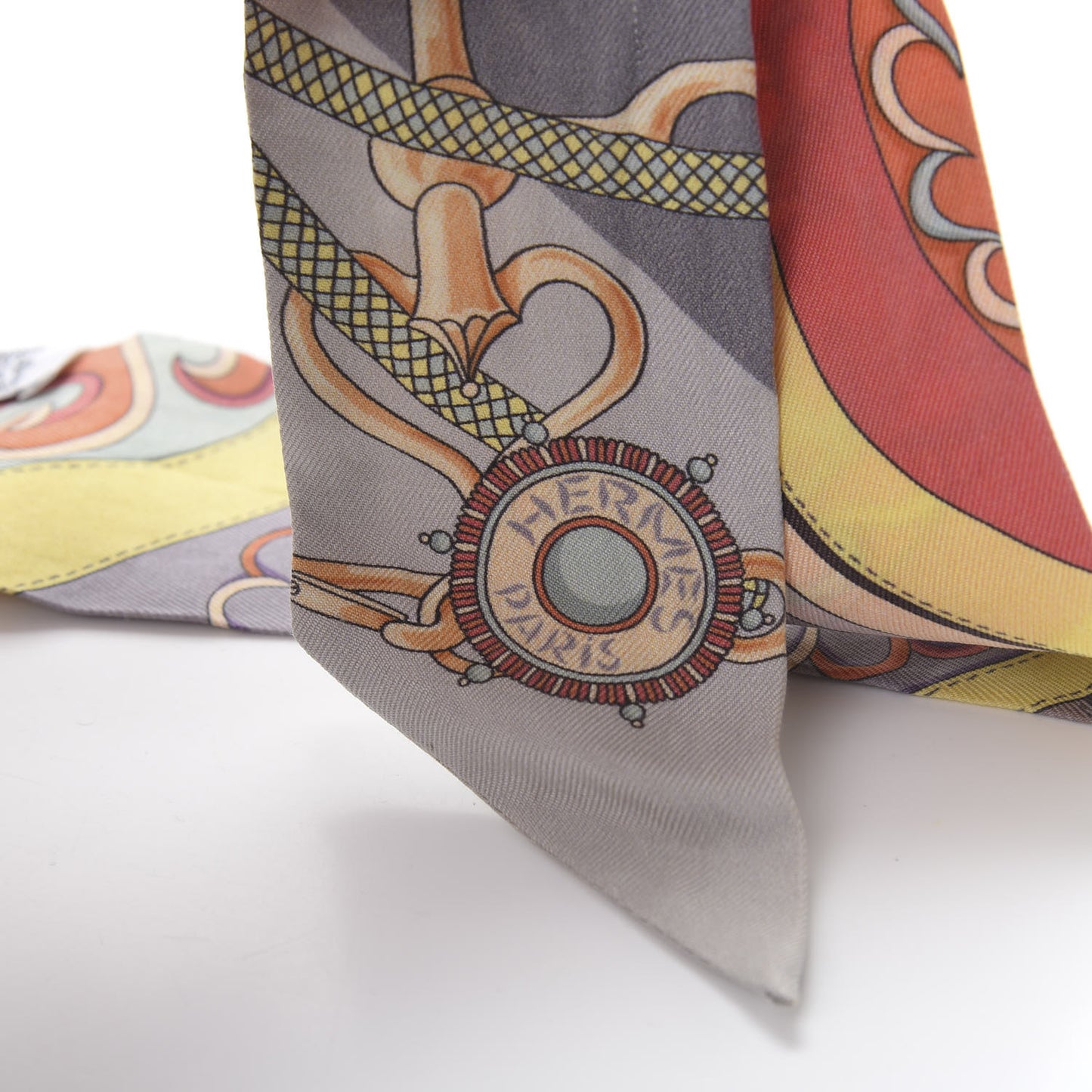 Silk Festival des Amazones Twilly Gris Jaune Corail