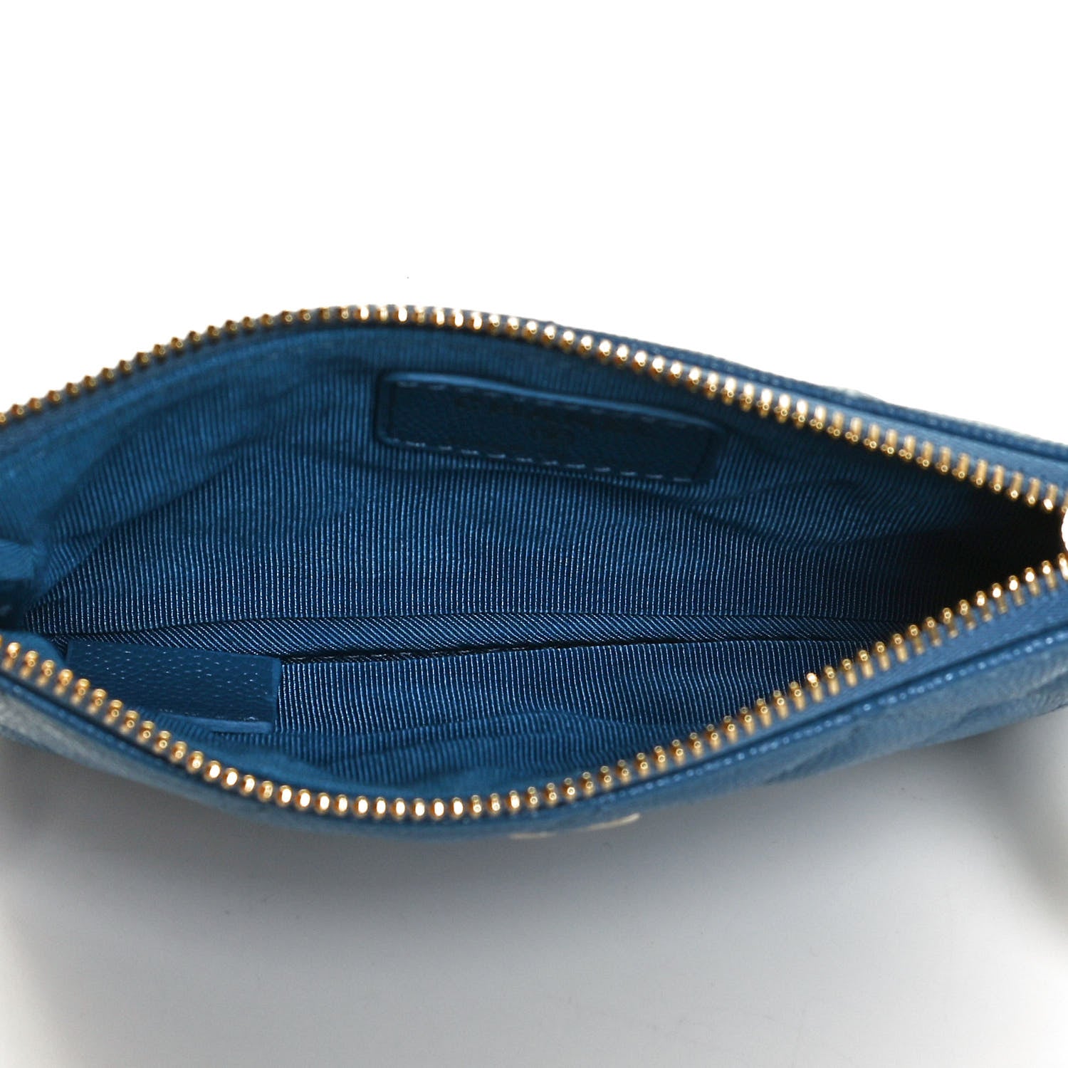 Chanel Caviar Quilted Small Cosmetic Case Blue 5 of 9