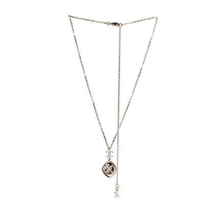 Chanel Crystal CC Cross Drop Pendant Necklace Gold 3 of 8