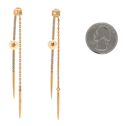 Christian Dior Pearl Crystal Star Needle Dangle Chain Earrings Gold 2 of 6