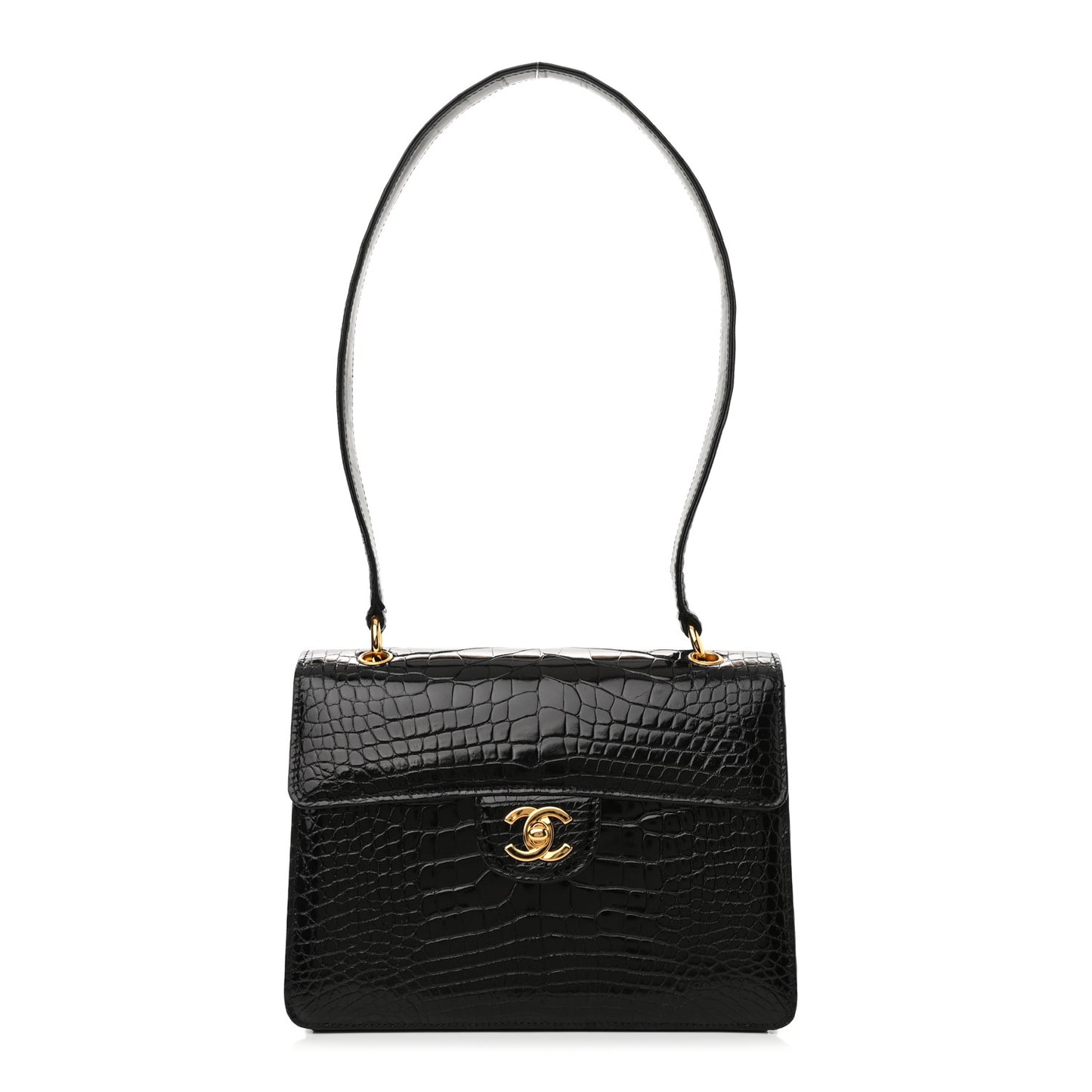 Alligator Small Single Flap Black