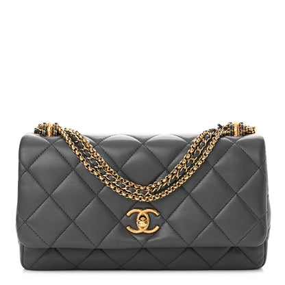 Chanel Shiny Lambskin Quilted Multi Stand Flap Grey 1 of 13