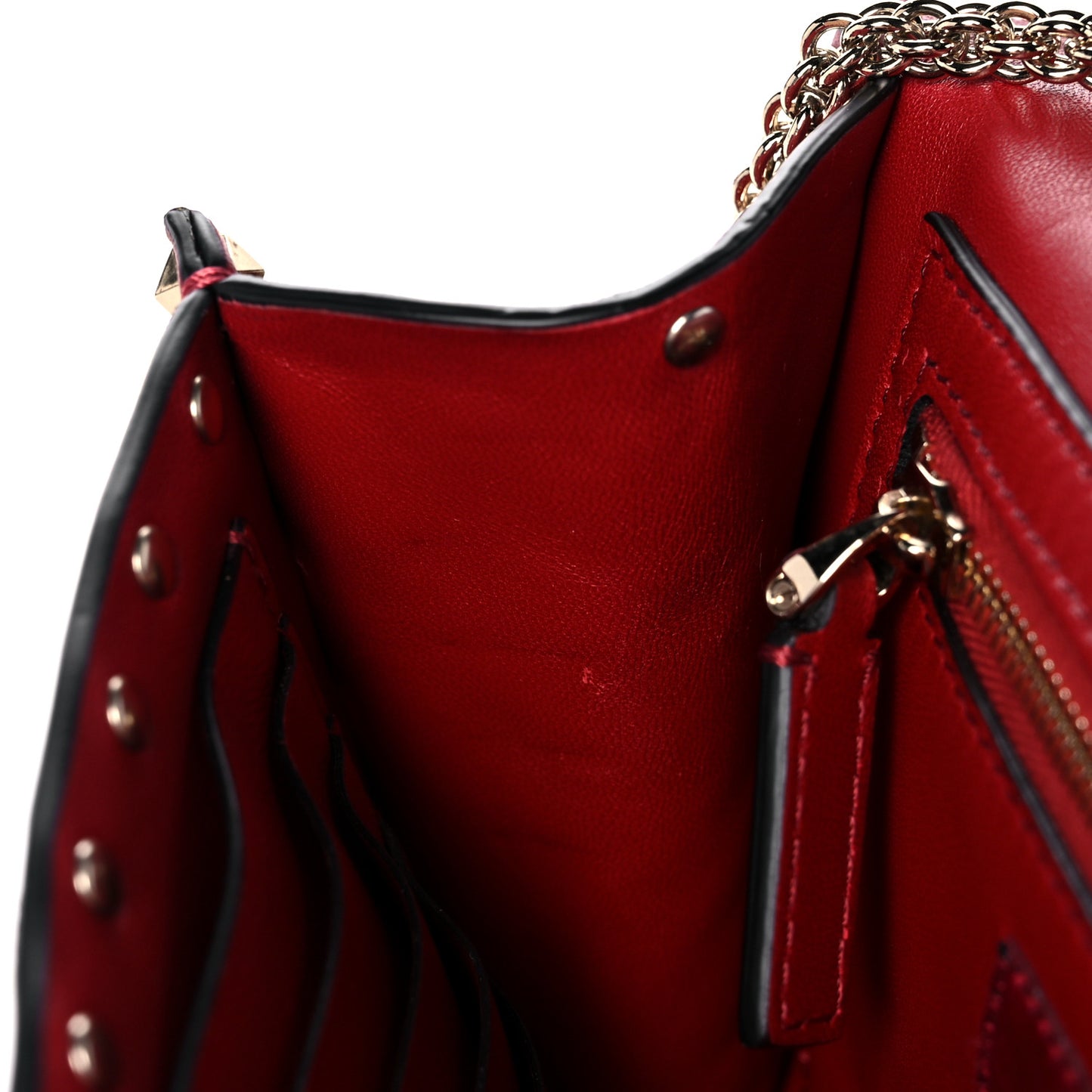 Nappa Rockstud Spike Wallet on Chain Rubino