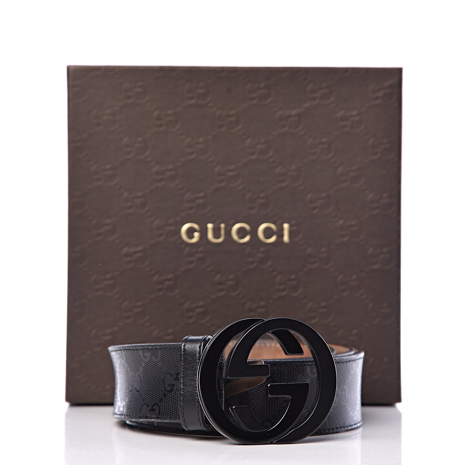 Gucci Imprime Monogram Interlocking G Belt 90 36 Black 10 of 10