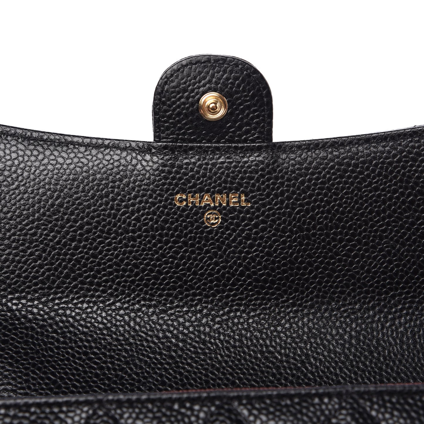 Caviar Quilted Large Gusset Flap Wallet Black