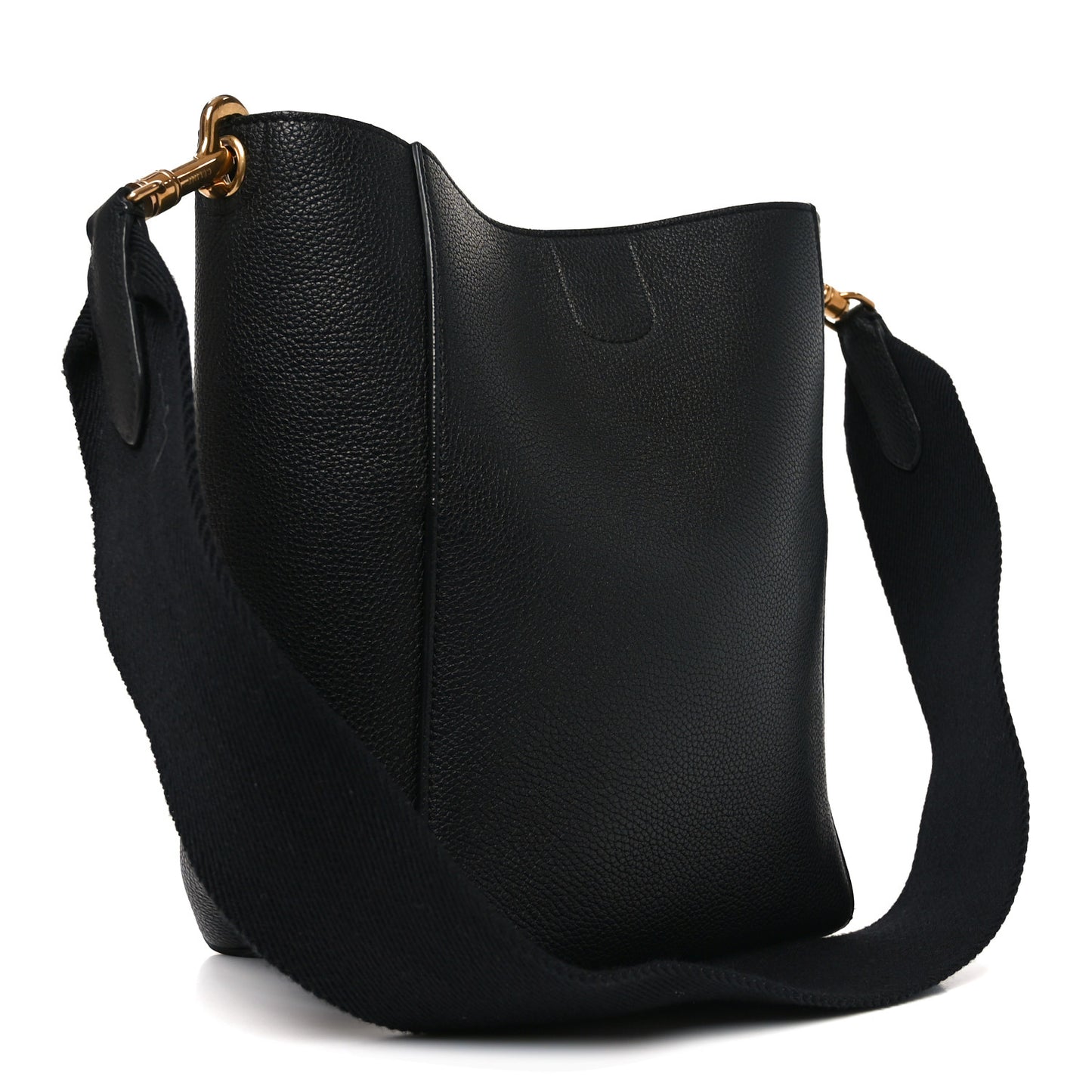 Soft Grained Calfskin Small Sangle Bucket Bag Black