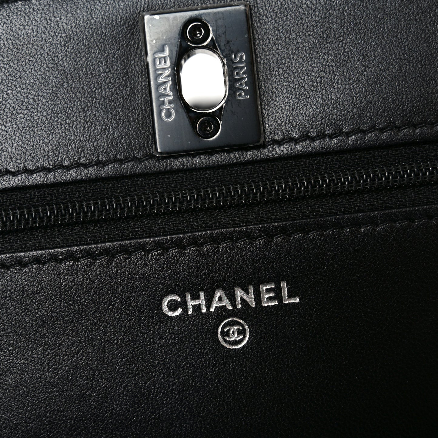 Lambskin Quilted Trendy CC Wallet On Chain WOC So Black