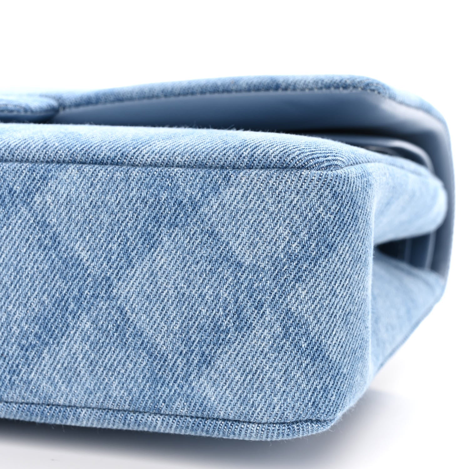 Chanel Printed Denim Quilted Medium Double Flap Light Blue 10 of 11