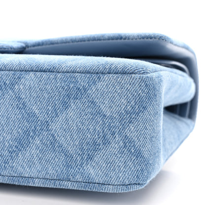 Chanel Printed Denim Quilted Medium Double Flap Light Blue 10 of 11