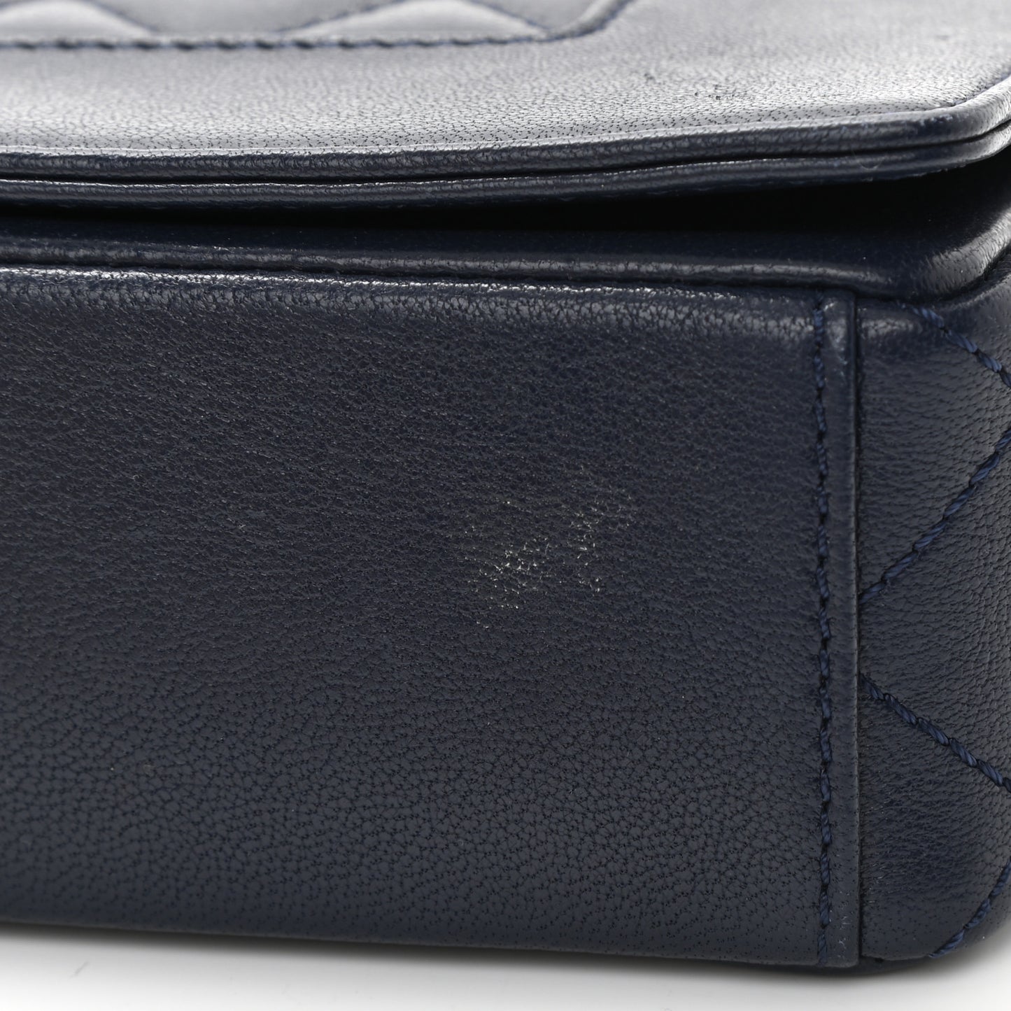 Sheepskin Quilted Small Vintage Mademoiselle Flap Dark Navy