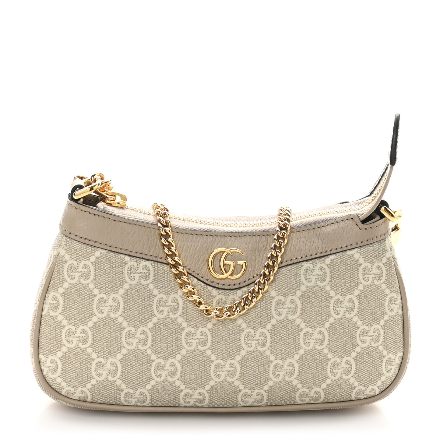 GG Supreme Monogram Textured Dollar Calfskin Web Mini Ophidia GG Handbag Beige Mystic White Oatmeal