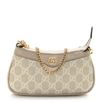 Gucci GG Supreme Monogram Textured Dollar Calfskin Web Mini Ophidia GG Handbag Beige Mystic White Oatmeal 1 of 11