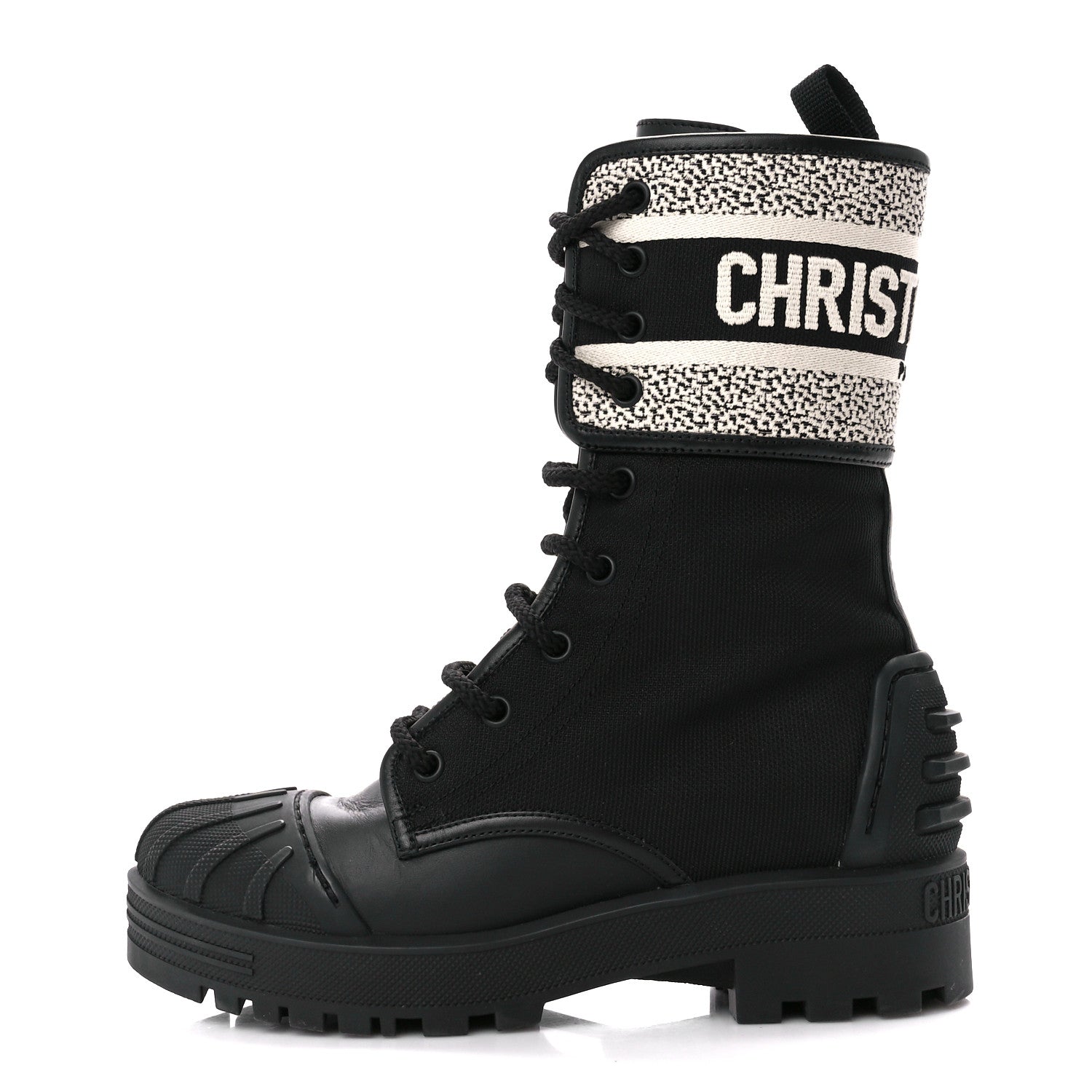 Christian Dior Calfskin Technical Fabric D-Major Ankle Boots 35 Black White 1 of 10