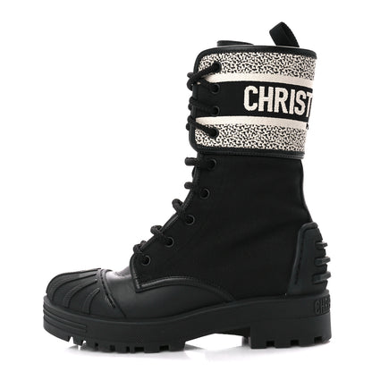 Christian Dior Calfskin Technical Fabric D-Major Ankle Boots 35 Black White 1 of 10