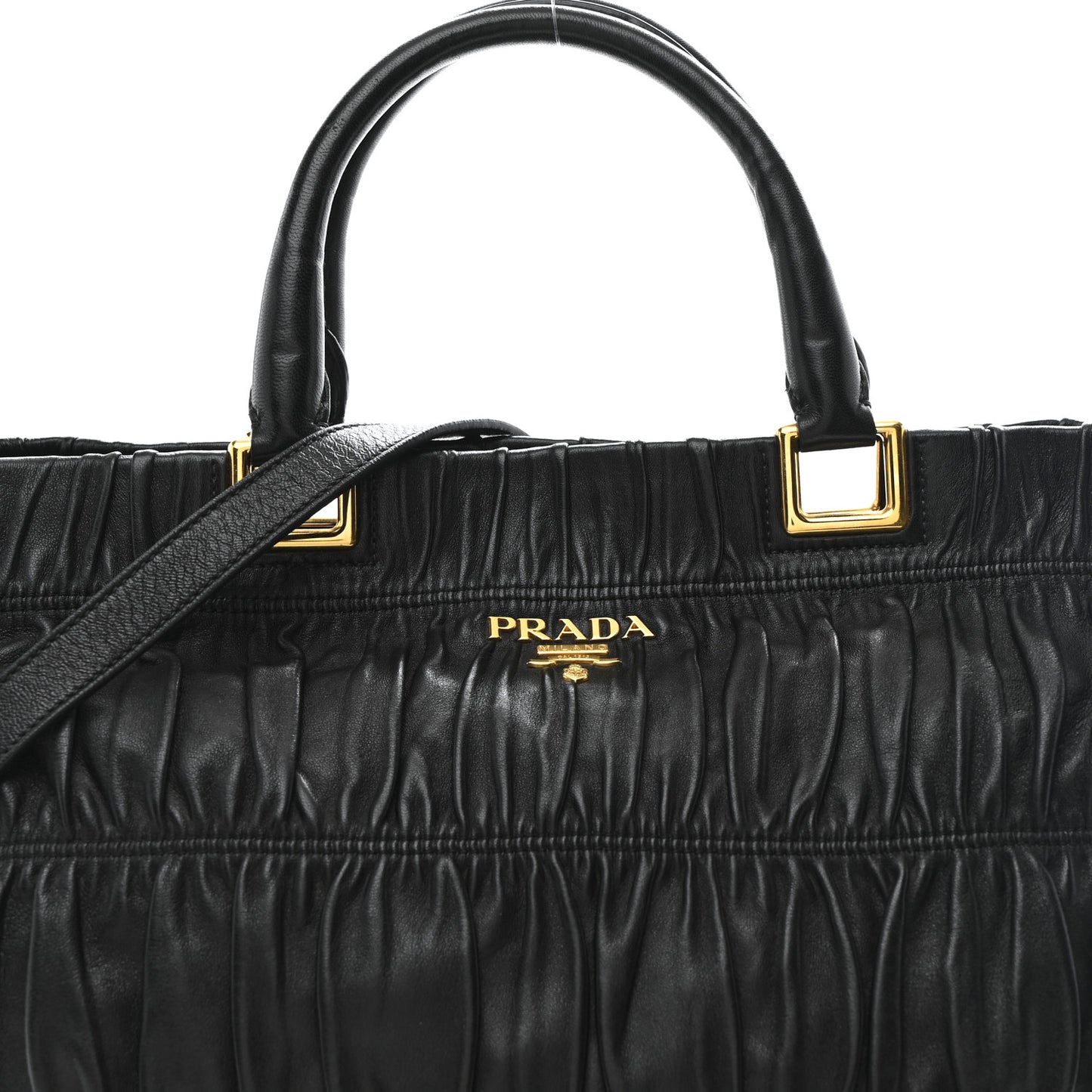 Nappa Gaufre Top Handle Satchel Black