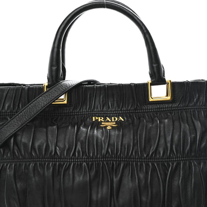 Prada Nappa Gaufre Top Handle Satchel Black 9 of 11