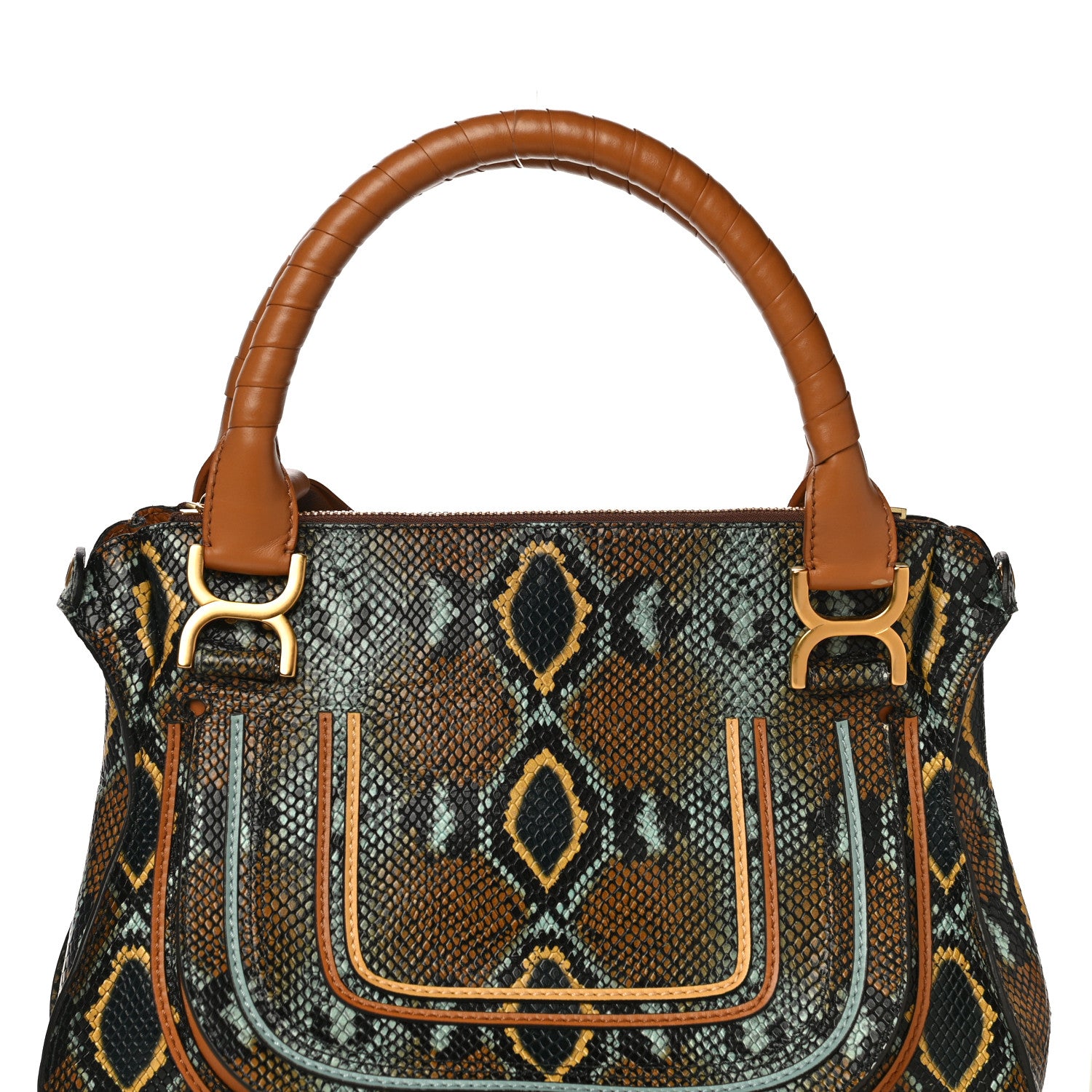 Chloe Snakeskin Calfskin Embossed Medium Marcie Satchel Multicolor 6 of 12