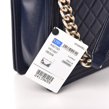 Chanel Lambskin Quilted New Medium Boy Flap Dark Navy Blue 10 of 10