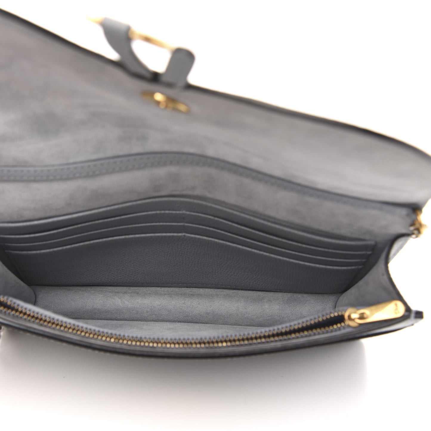 Grained Calfskin Saddle Chain Pouch Cloud Blue