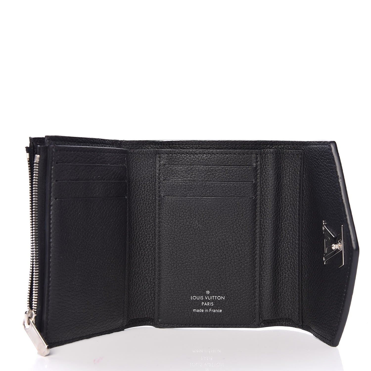 Louis Vuitton Soft Calfskin My Lockme Compact Wallet Black 5 of 7