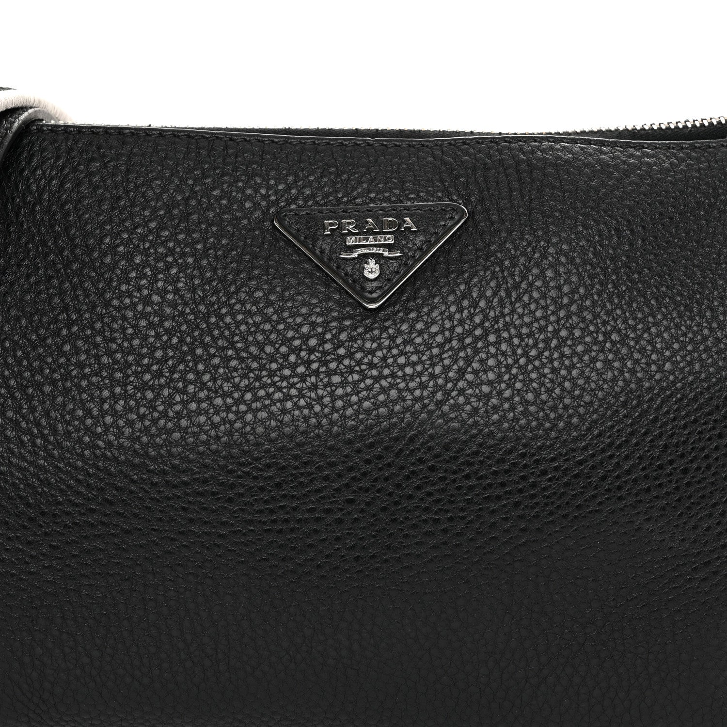 Prada Vitello Daino Soft Zippered Shoulder Bag Black 8 of 11