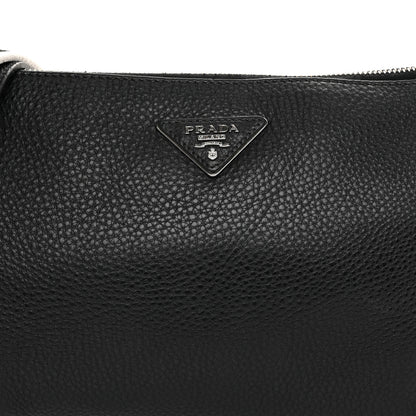 Prada Vitello Daino Soft Zippered Shoulder Bag Black 8 of 11