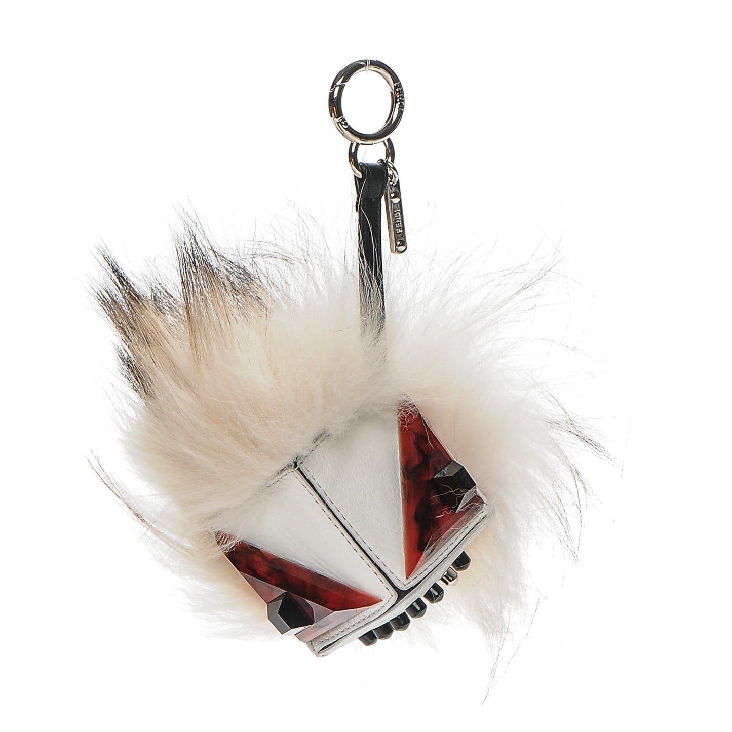 Vitello Flamingo Fox Fur Flurry Monster Bag Bug Cube Charm White
