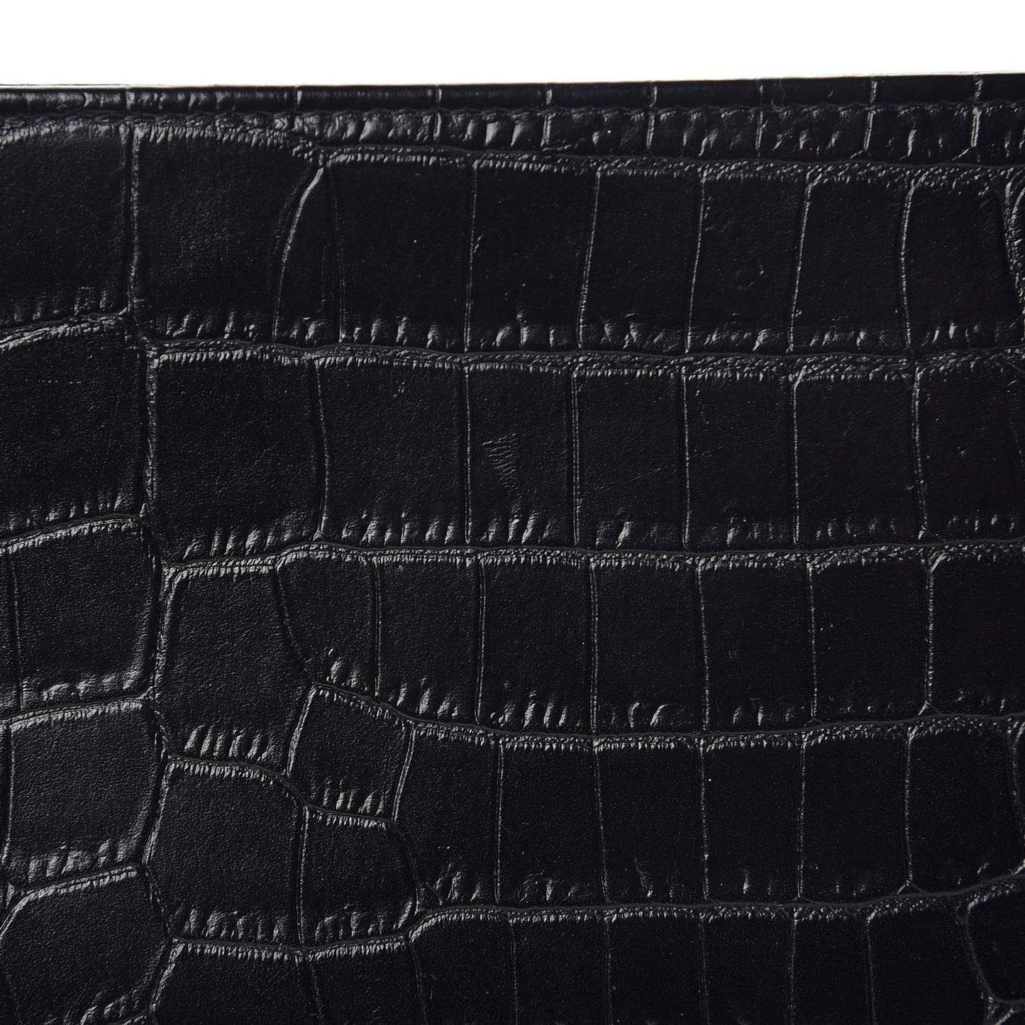 Calfskin Crocodile Embossed Mens Zip Around Continental Wallet Black