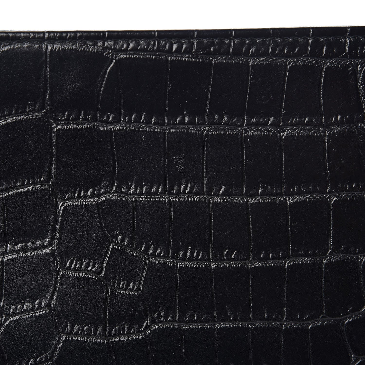Saint Laurent Calfskin Crocodile Embossed Mens Zip Around Continental Wallet Black 9 of 13