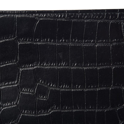 Saint Laurent Calfskin Crocodile Embossed Mens Zip Around Continental Wallet Black 9 of 13