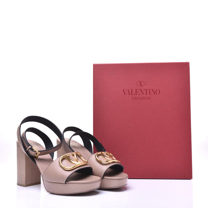 Valentino Garavani Grainy Cowhide VLogo Platform Sandals 39 Rose Cannelle 13 of 13