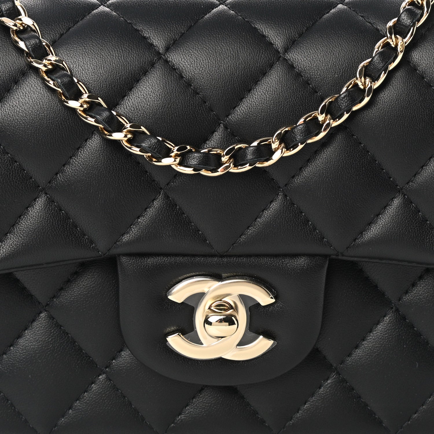 Chanel Lambskin Quilted Mini Top Handle Rectangular Flap Black 8 of 11
