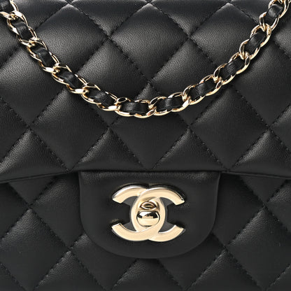 Chanel Lambskin Quilted Mini Top Handle Rectangular Flap Black 8 of 11