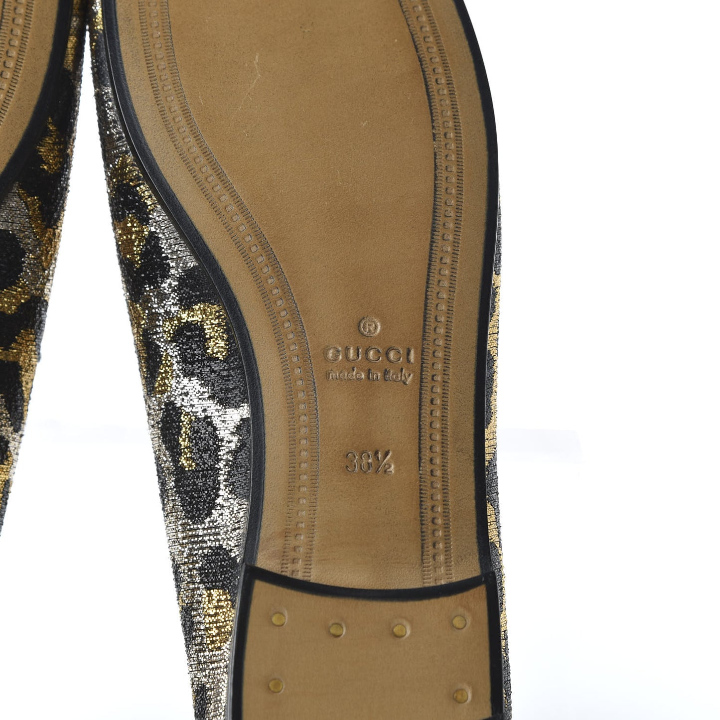 Jacquard Leopard Print Horsebit Womens Jordaan Loafers 38.5 Gold