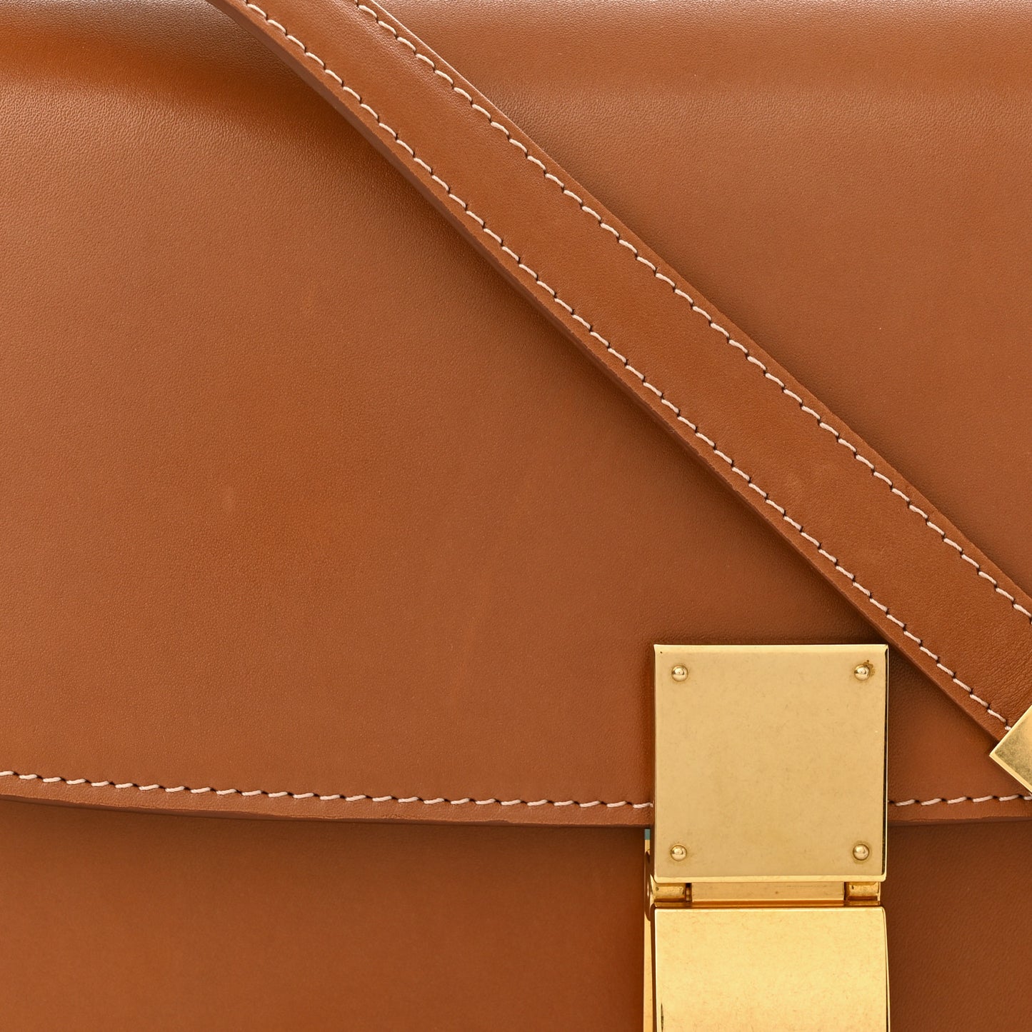 Natural Calfskin Medium Classic Box Flap Bag Tan
