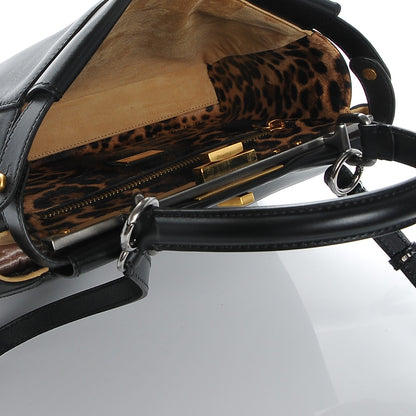 Fendi Calfskin Calf Hair Leopard Print Medium Peekaboo Iconic Satchel Black 7 of 7