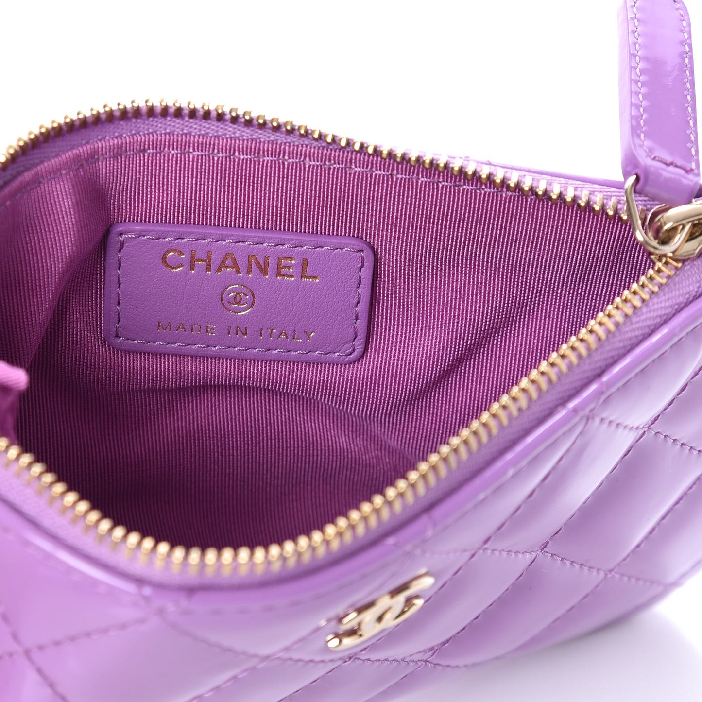 Patent Quilted Small Cosmetic Case Purple