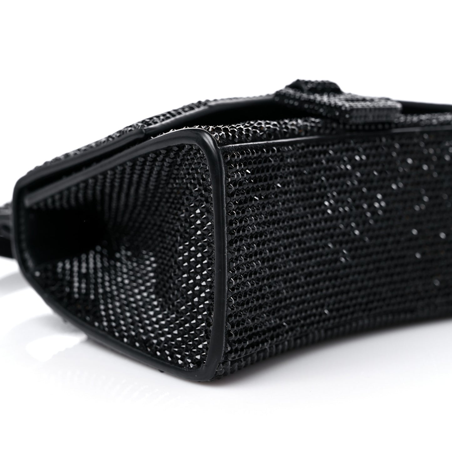 Strass Suede Hourglass Top Handle Bag XS Black Jet