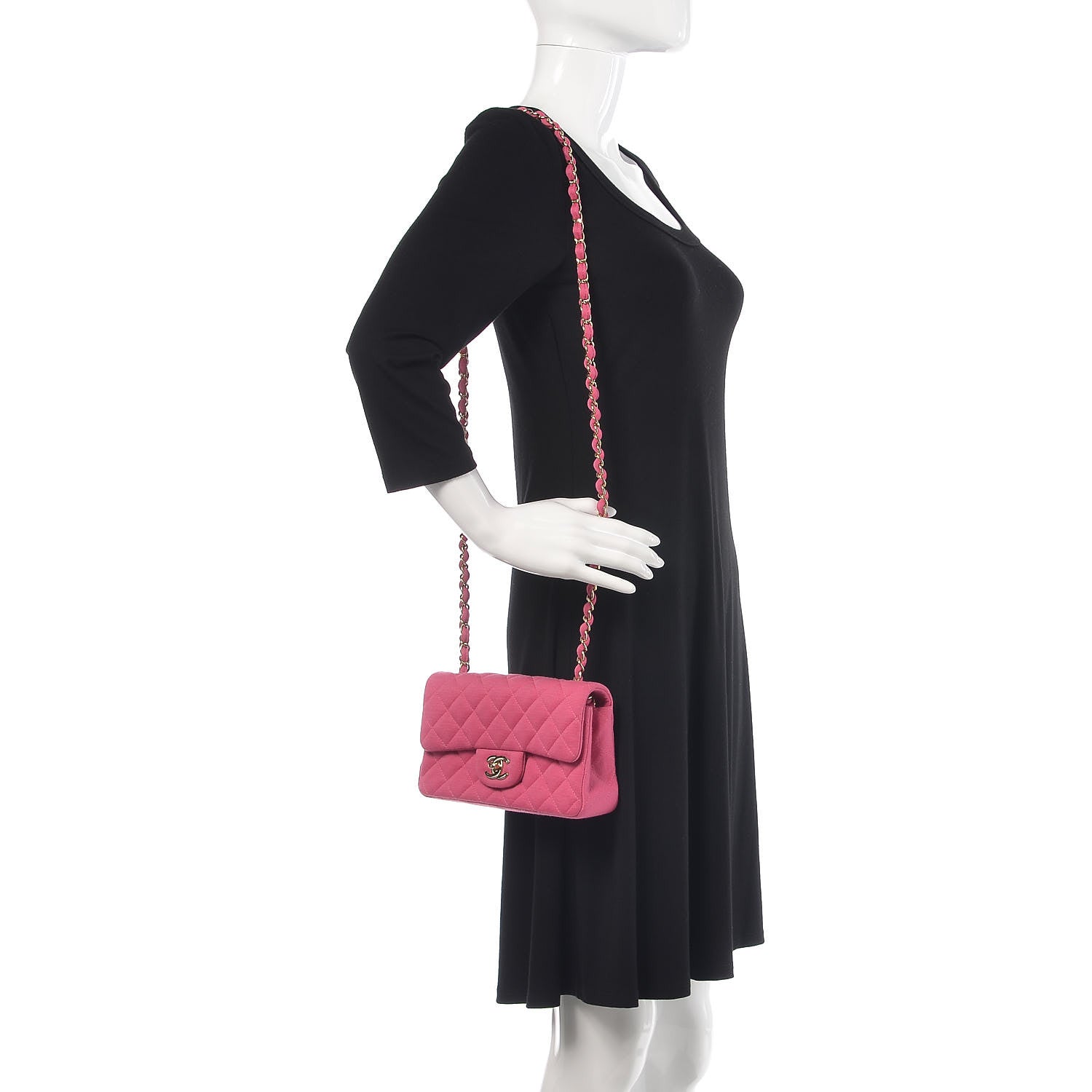 Chanel Jersey Quilted Mini Rectangular Flap Pink 2 of 10