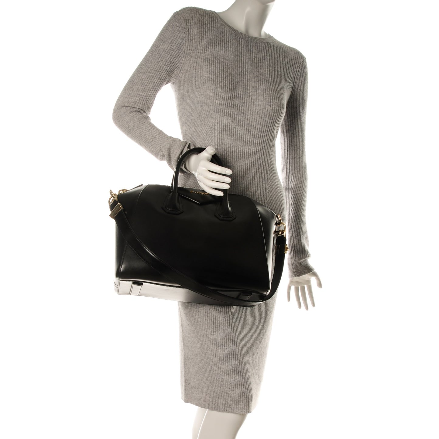Shiny Lord Calfskin Medium Antigona Black