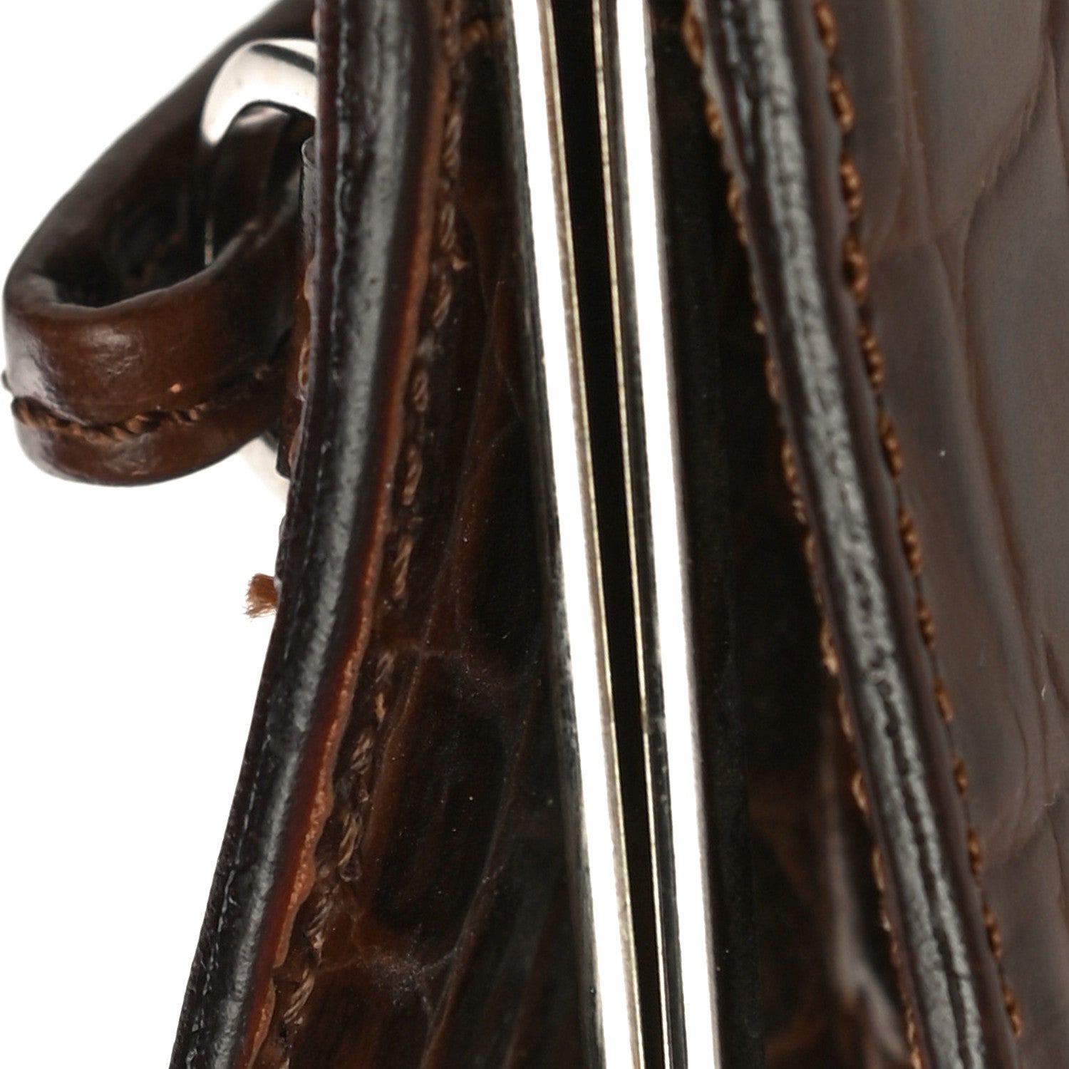 Burberry Crocodile Embossed Calfskin Wristlet Clutch Brown 11 of 13