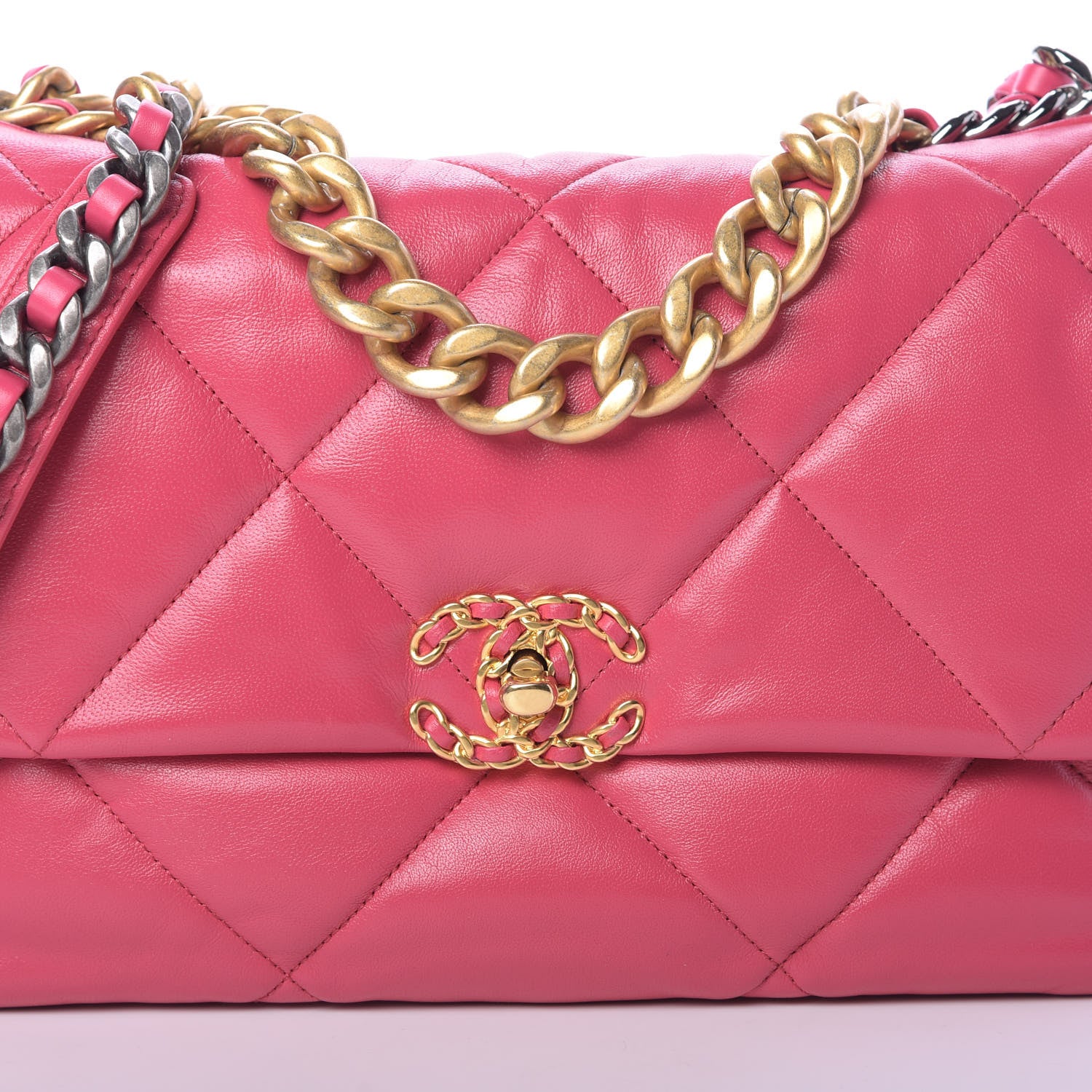Chanel Lambskin Quilted Large 19 Flap Dark Pink 8 of 10