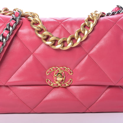 Chanel Lambskin Quilted Large 19 Flap Dark Pink 8 of 10