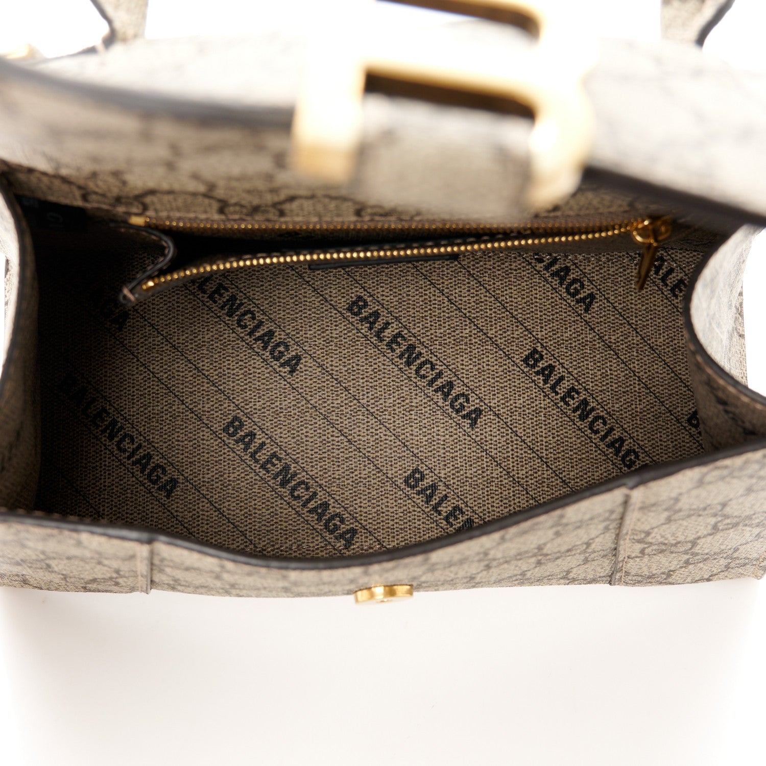 Balenciaga X GUCCI GG Supreme Monogram Small Hourglass Top Handle Bag Beige Ebony 5 of 13