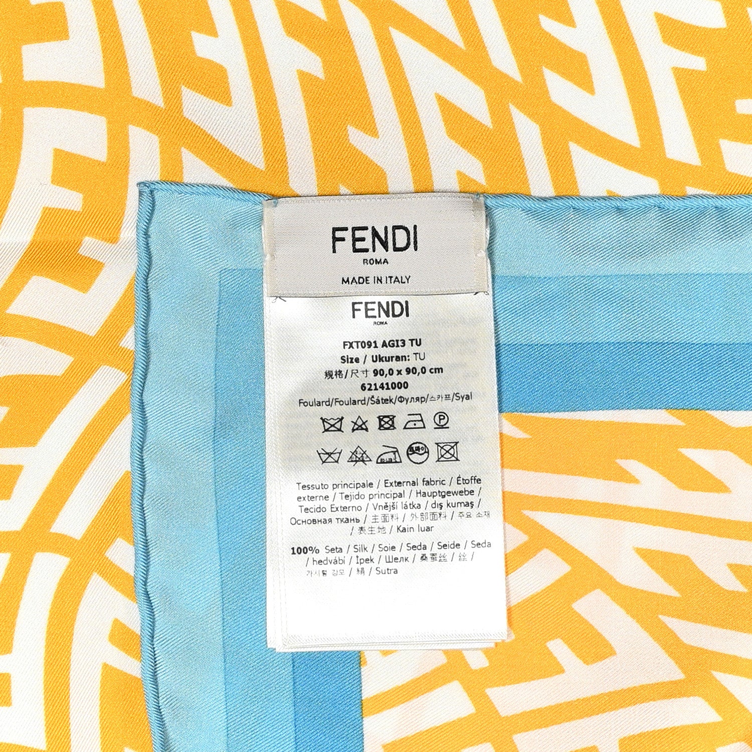 Fendi X SARAH COLEMAN FF Vertigo Square Scarf Mimosa White Cyber Blue 3 of 3