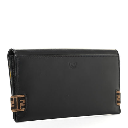Fendi Vitello Grace Elastic FF Bi-Color Continental Wallet Black Sunflowers 3 of 12