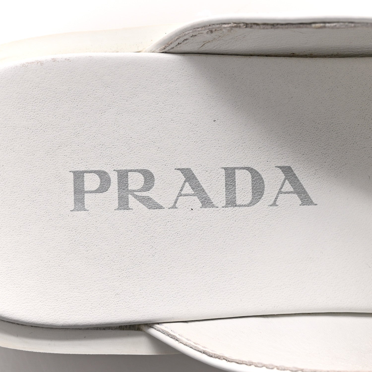 Prada Spazzolato Metal Triangle Logo 40mm Loafer Mules 37.5 White 7 of 14