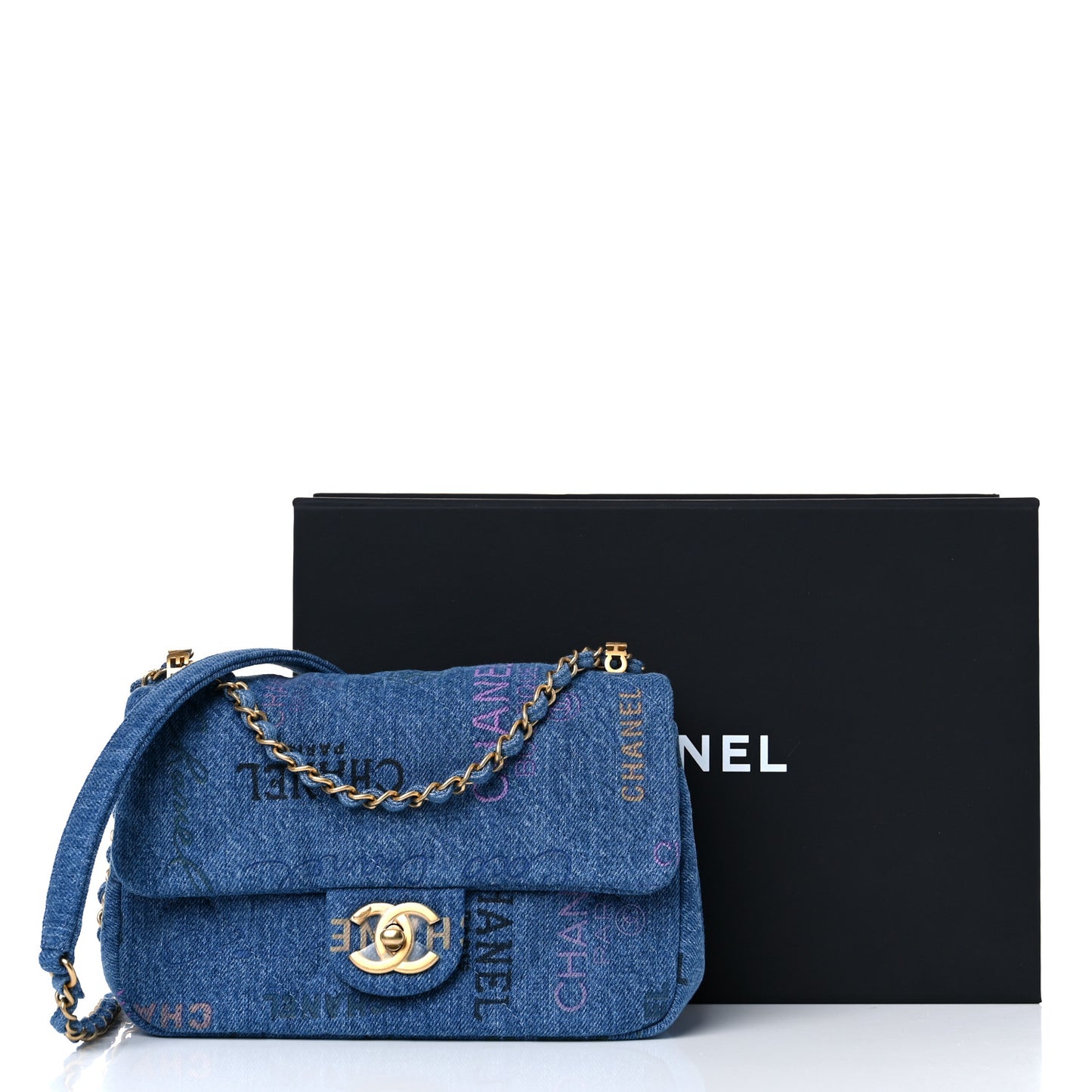 Denim Quilted Mini Denim Mood Rectangular Flap Blue Multicolor