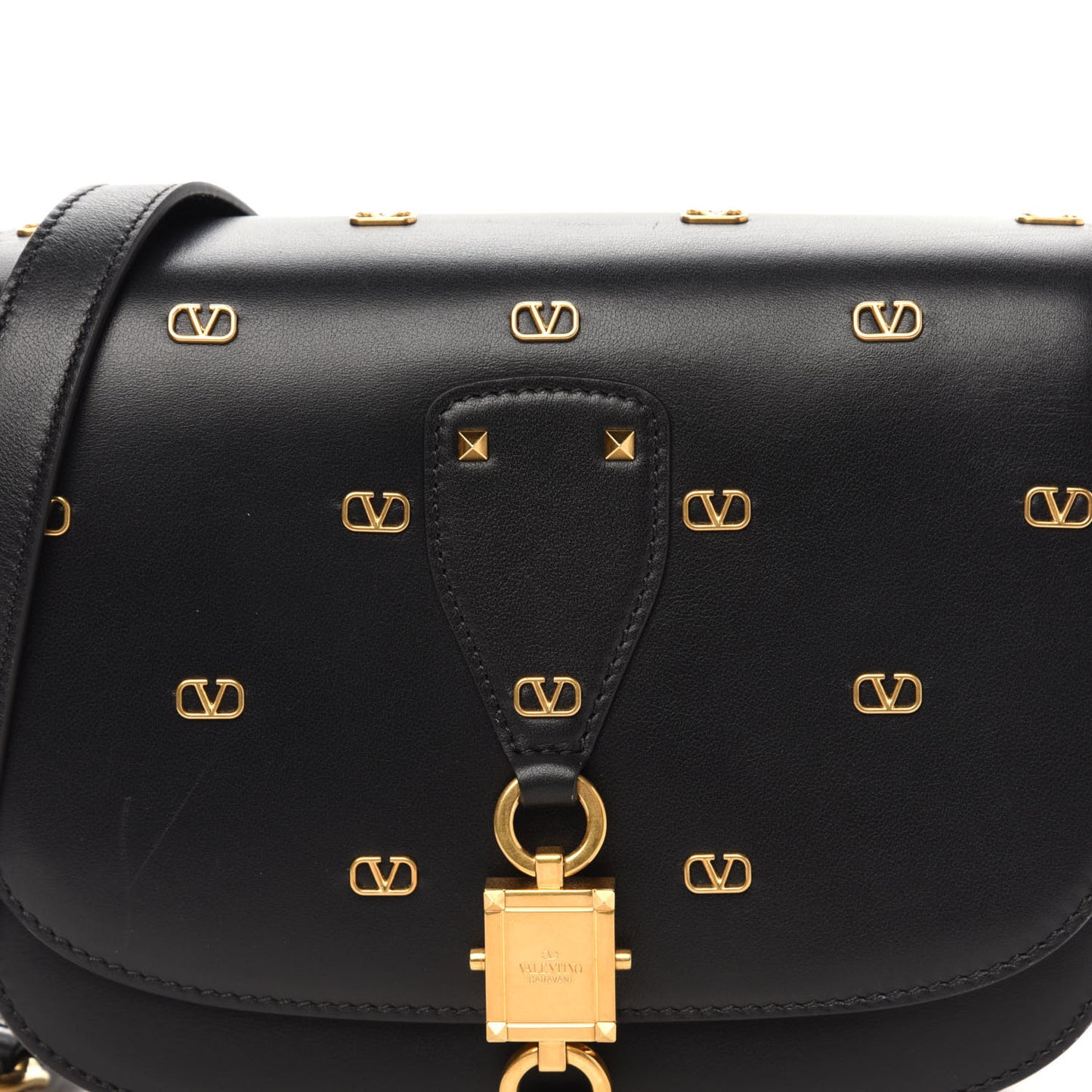 Calfskin V-Locker Saddle Bag Black