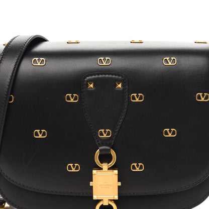 Valentino Garavani Calfskin V-Locker Saddle Bag Black 10 of 11